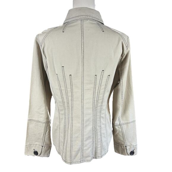 BKE Vintage Jacket Women Sze Large Light Tan Khaki Cotton Buttoned Utility Style - Picture 3 of 12